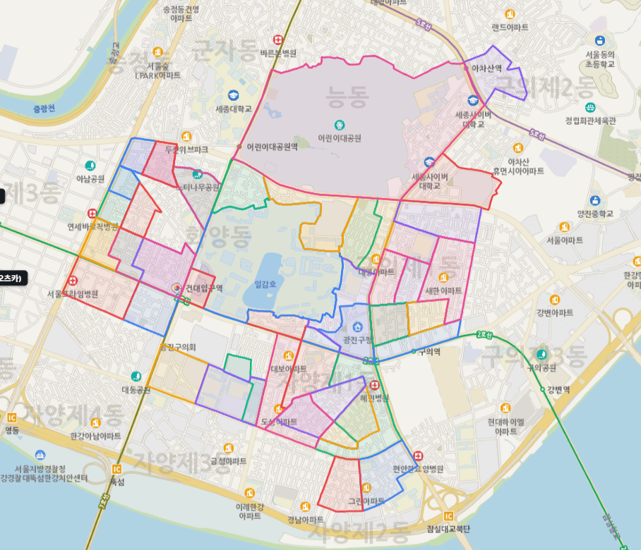 광진구 집중캠프 구역도
